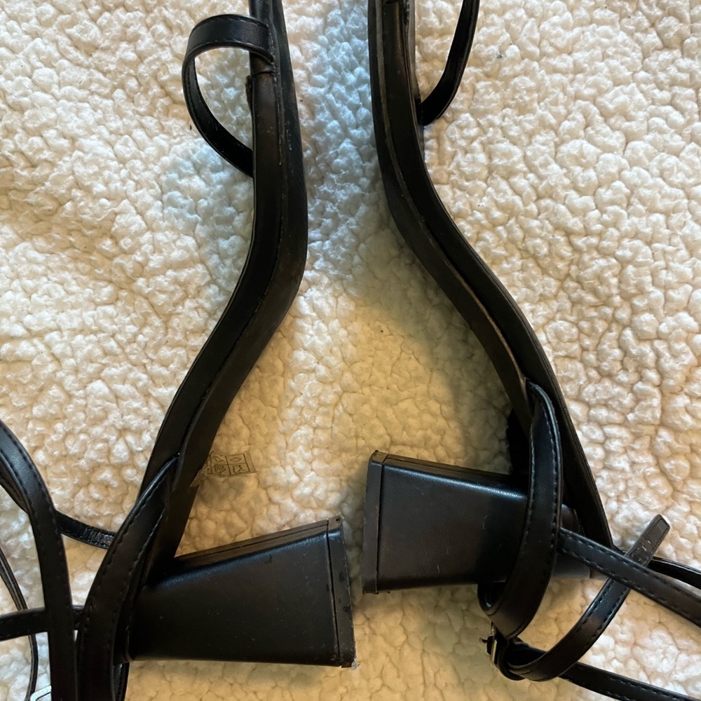Cider Black Strappy Heels with Kitten Heel - Picture 2 of 4